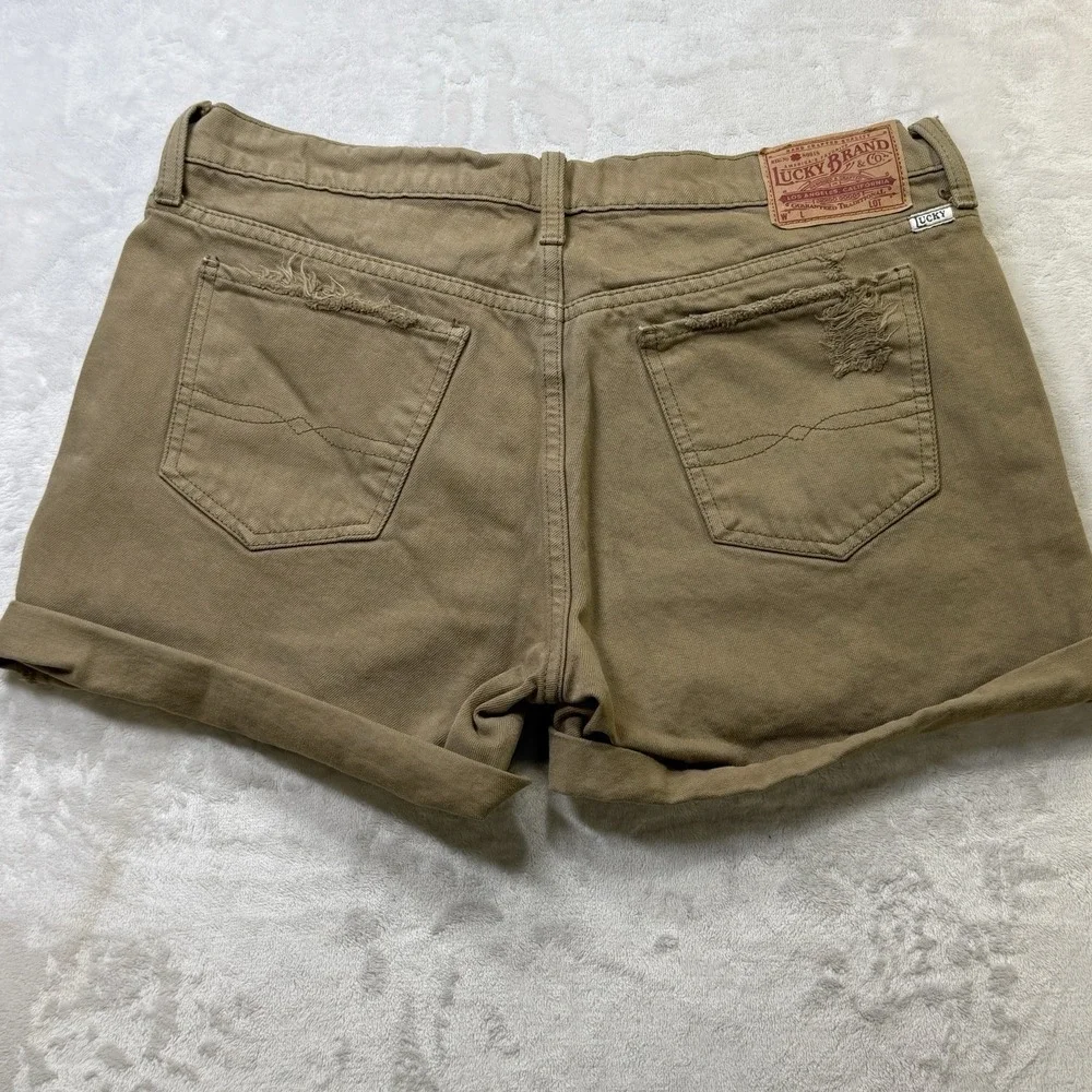 Lucky Brand Boyfriend Shorts Distressed Tan‎ Denim Women 8/29